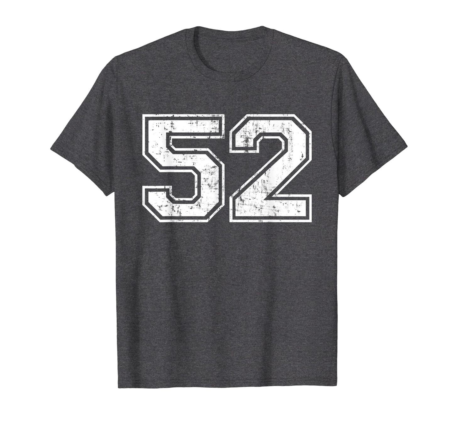 Number 52 Varsity Distressed Sports T-Shirt - Minimalist Print for Adults - T-Shirt, Sweatshirt, Hoodie