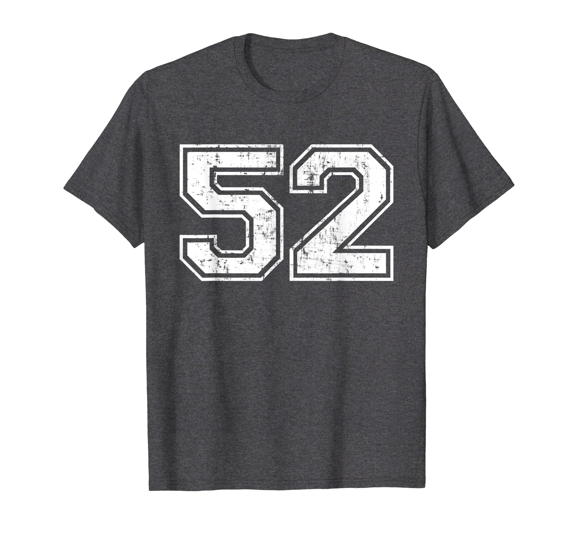 Number 52 Varsity Distressed Sports T-Shirt - Minimalist Print for Adults - T-Shirt, Sweatshirt, Hoodie