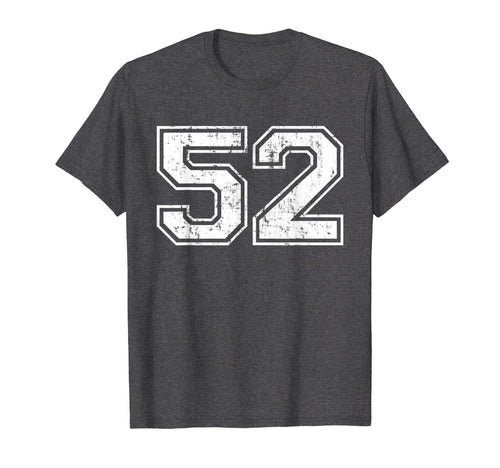 Number 52 Varsity Distressed Sports T-Shirt - Minimalist Print for Adults - T-Shirt, Sweatshirt, Hoodie
