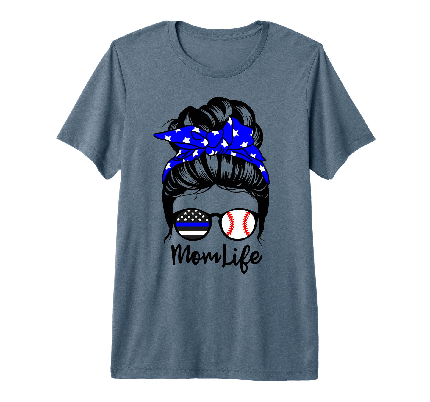 Mom Life Messy Bun Hair Funny Police T-Shirt - Custom Art Print Unisex - T-Shirt, Sweatshirt, Hoodie