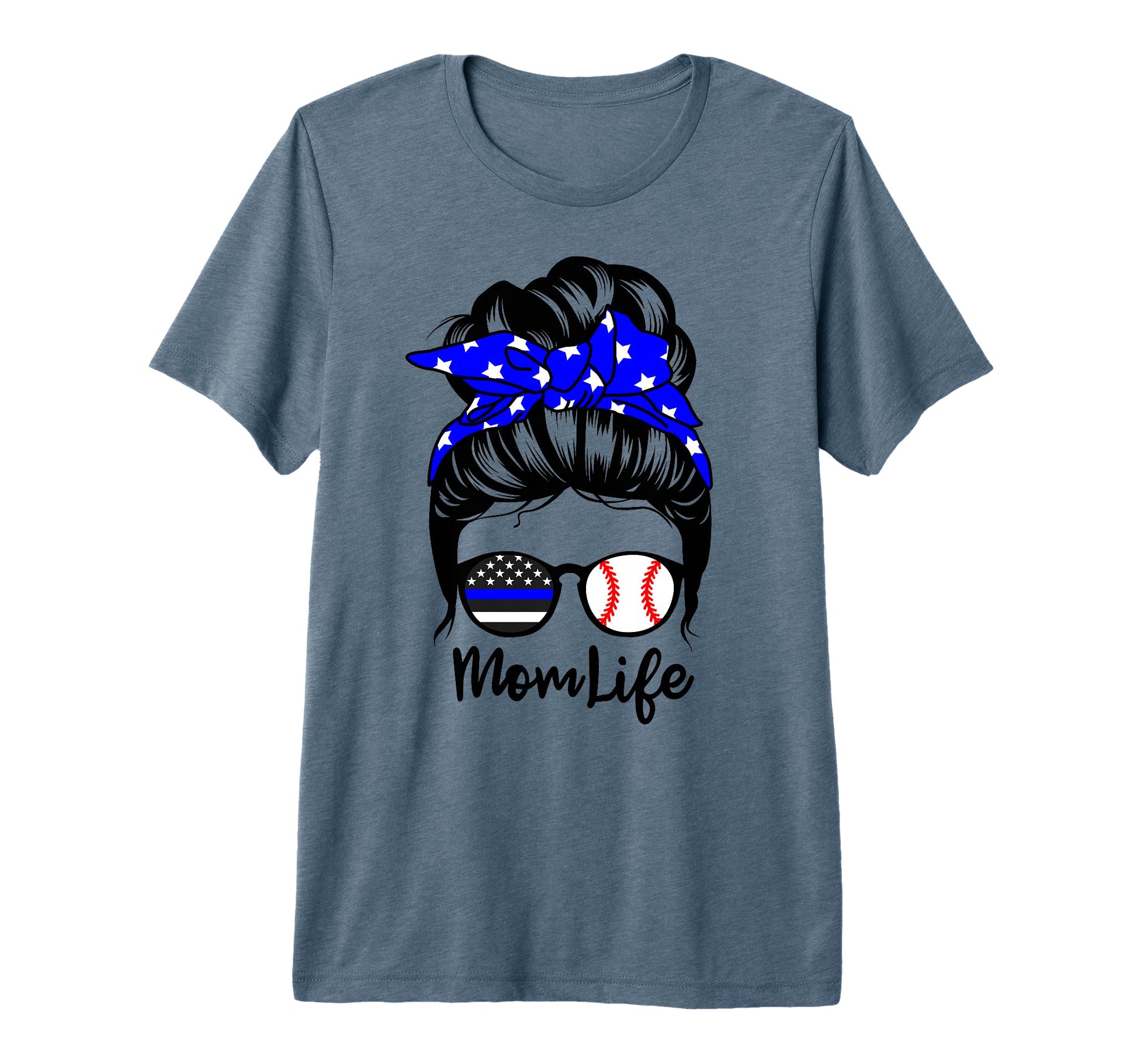 Mom Life Messy Bun Hair Funny Police T-Shirt - Custom Art Print Unisex - T-Shirt, Sweatshirt, Hoodie