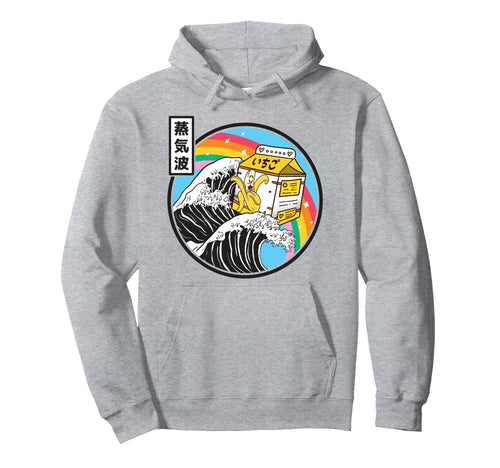Banana Milk Carton Great Wave Kawaii Hoodie - Novelty Apparel Unisex - T-Shirt, Sweatshirt, Hoodie