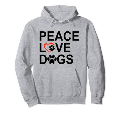 Peace Love Dogs Peace Love Paw Rescue Dog Hoodie - Aesthetic Graphic Unisex - T-Shirt, Sweatshirt, Hoodie
