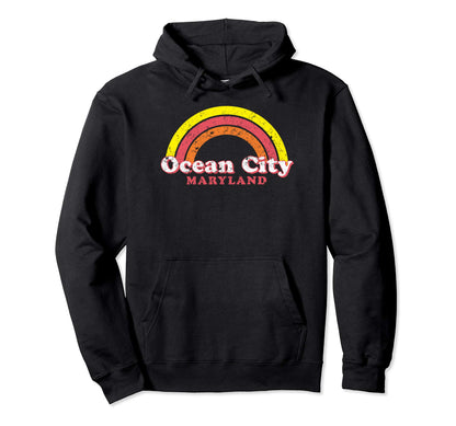 Ocean City Md 70S Rainbow Sweatshirt - Trendy Graphic Unisex - T-Shirt, Sweatshirt, Hoodie