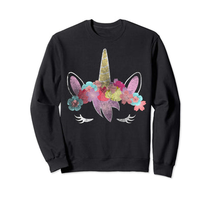 Unicorn Face Rainbow Unicorn Sweatshirt - Fun Novelty Design Unisex - T-Shirt, Sweatshirt, Hoodie