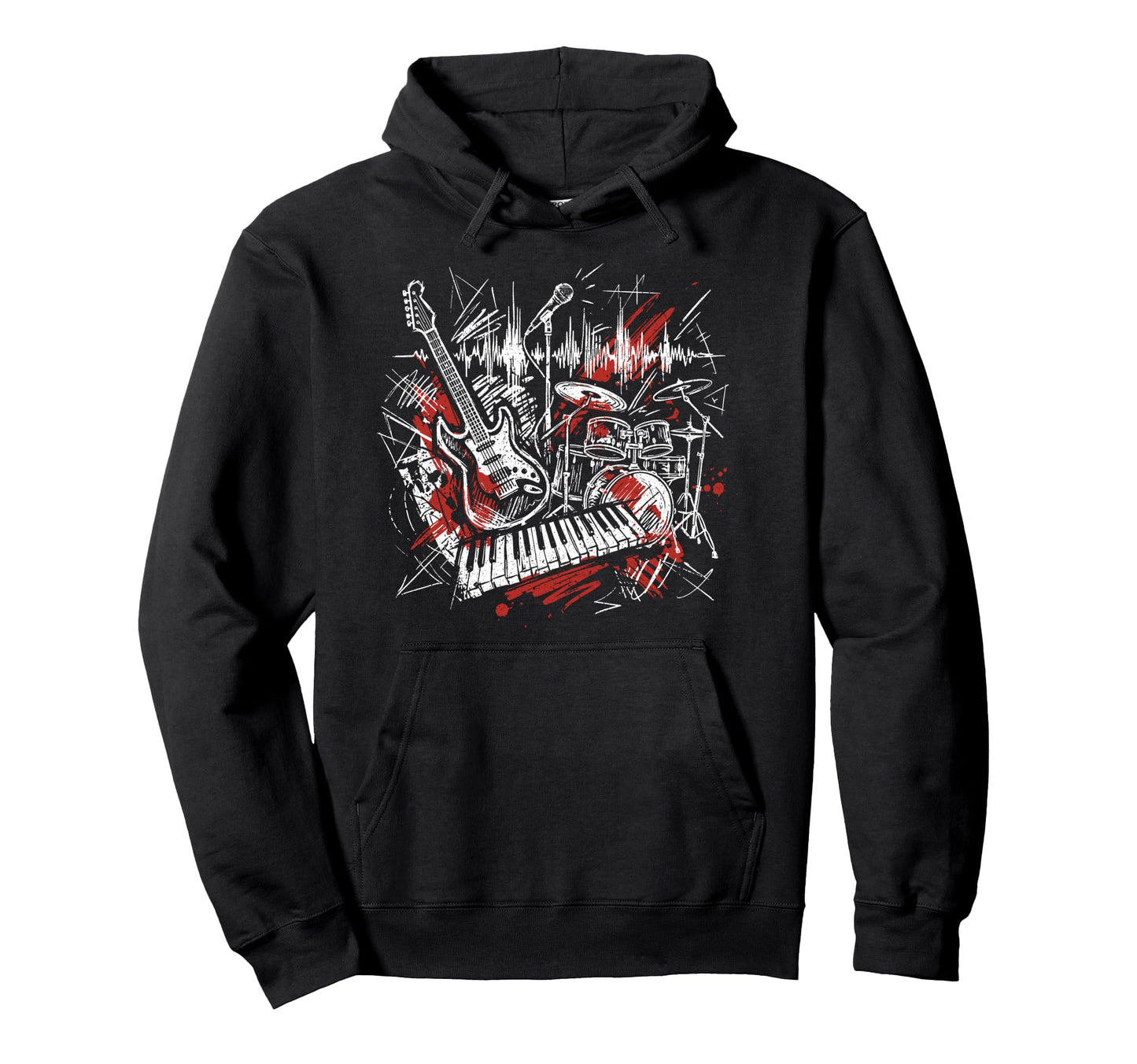 Rock Band Instruments Rock And Roll Hoodie - Minimalist Print for Adults - T-Shirt, Sweatshirt, Hoodie