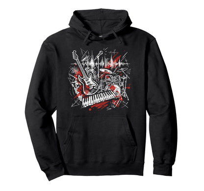 Rock Band Instruments Rock And Roll Hoodie - Minimalist Print for Adults - T-Shirt, Sweatshirt, Hoodie