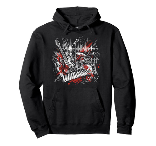 Rock Band Instruments Rock And Roll Hoodie - Minimalist Print for Adults - T-Shirt, Sweatshirt, Hoodie