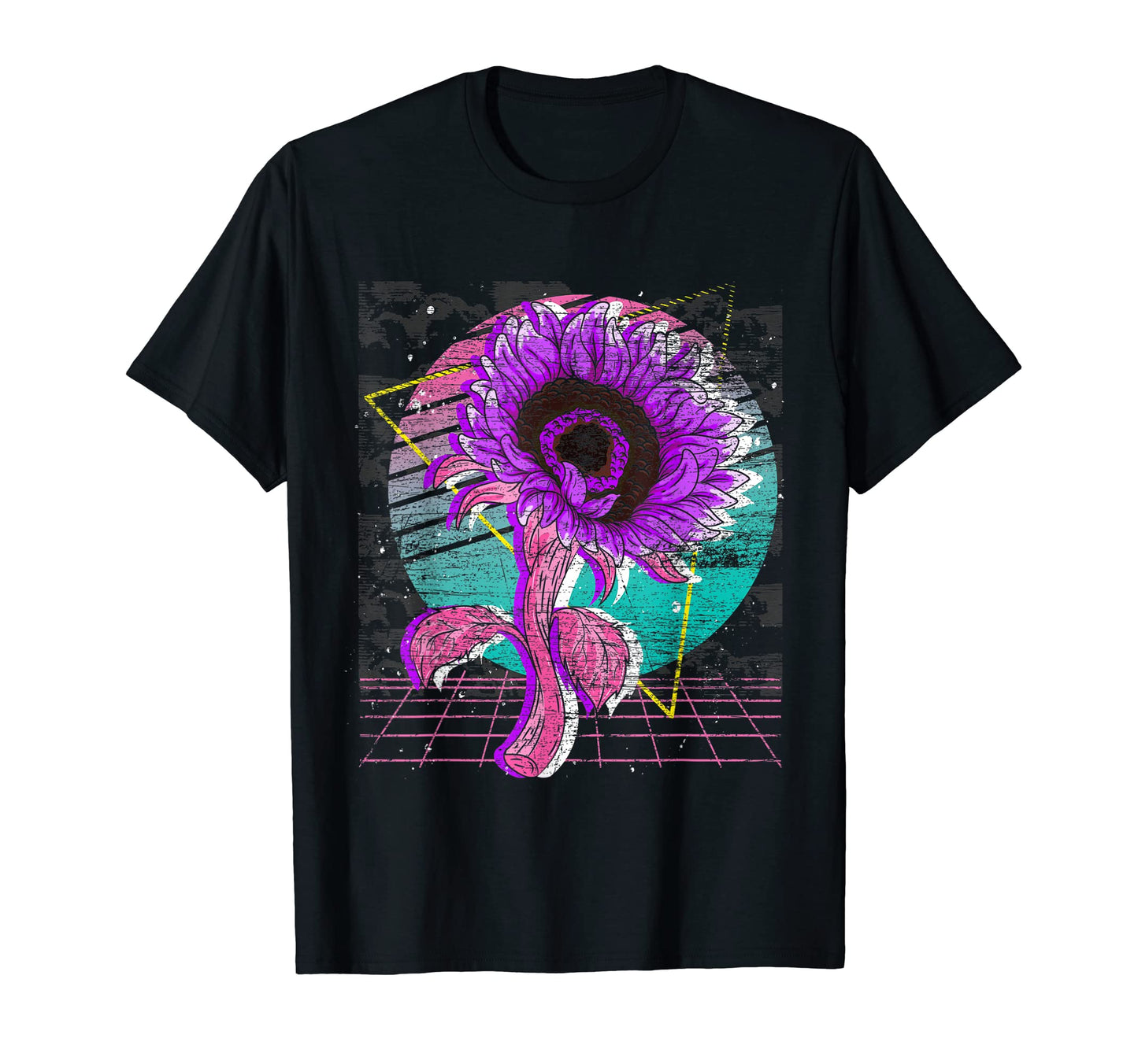 Floral Synthwave 90S Aesthetic Vaporwave T-Shirt - Minimalist Print Unisex - T-Shirt, Sweatshirt, Hoodie