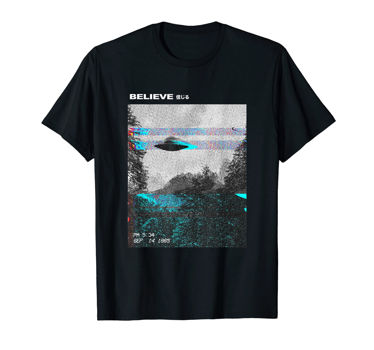 Believe Ufo Vaporwave Synthwave T-Shirt - Minimalist Print for Adults - T-Shirt, Sweatshirt, Hoodie