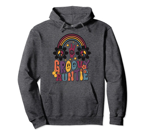 Womens Groovy Auntie Matching Hoodie - Fun Novelty Design for Adults - T-Shirt, Sweatshirt, Hoodie