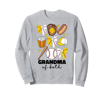Grandma Both Baseball And Sweatshirt - Fun Novelty Design for Adults - T-Shirt, Sweatshirt, Hoodie