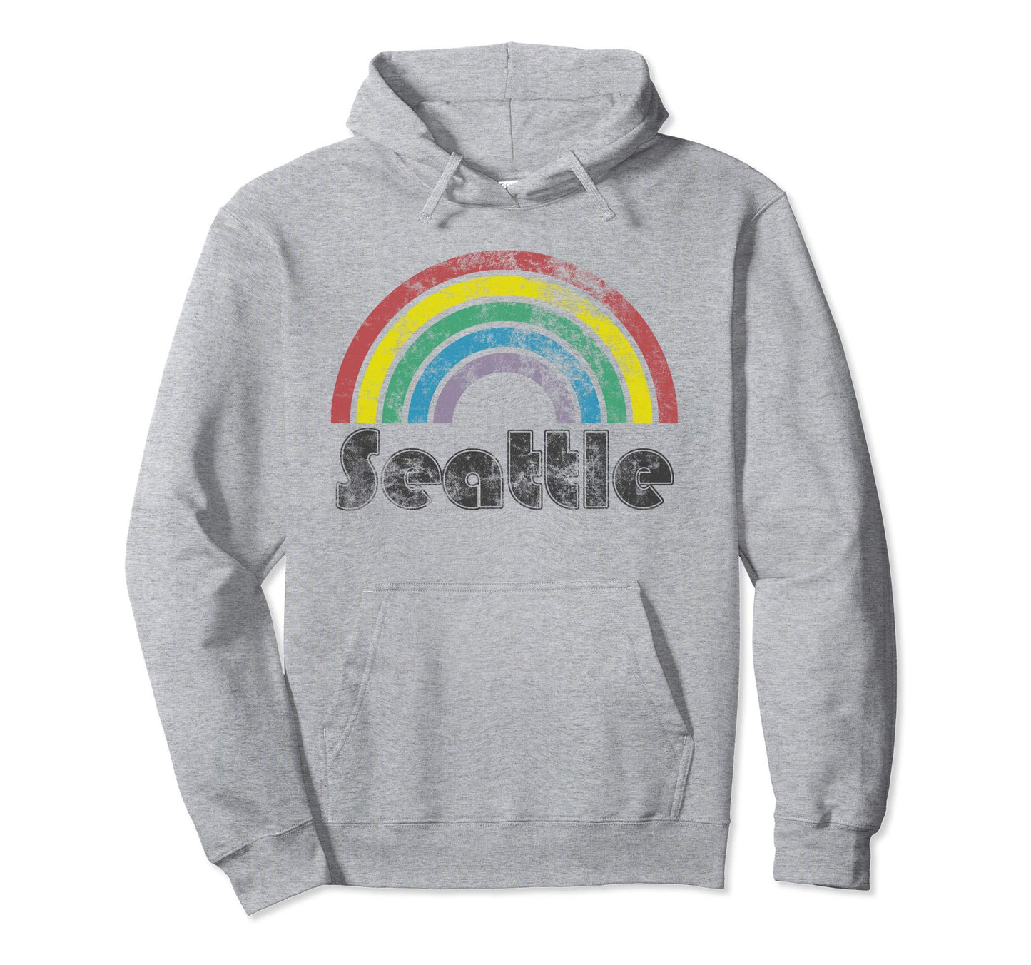Seattle Rainbow 70S 80S Gay Pride Hoodie - Trendy Graphic Unisex - T-Shirt, Sweatshirt, Hoodie