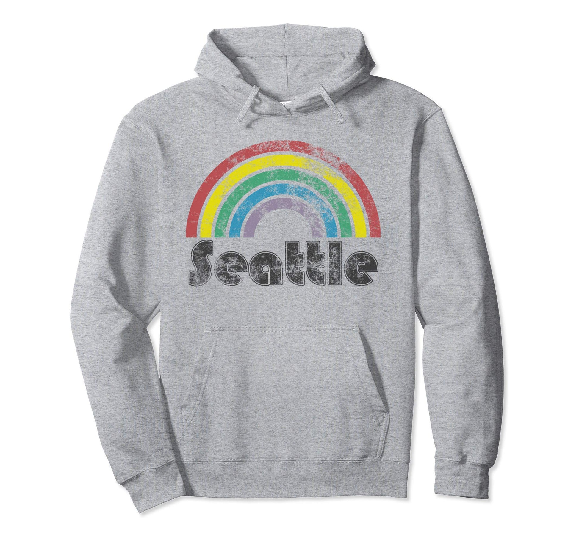 Seattle Rainbow 70S 80S Gay Pride Hoodie - Trendy Graphic Unisex - T-Shirt, Sweatshirt, Hoodie