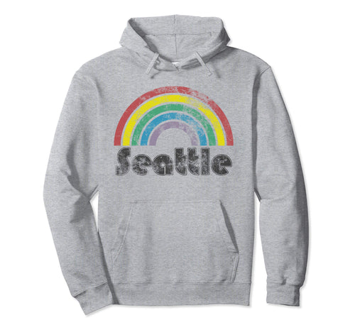Seattle Rainbow 70S 80S Gay Pride Hoodie - Trendy Graphic Unisex - T-Shirt, Sweatshirt, Hoodie