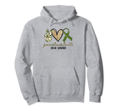 Peace Love Donate Organ Donation Cancer Hoodie - Minimalist Print Unisex - T-Shirt, Sweatshirt, Hoodie