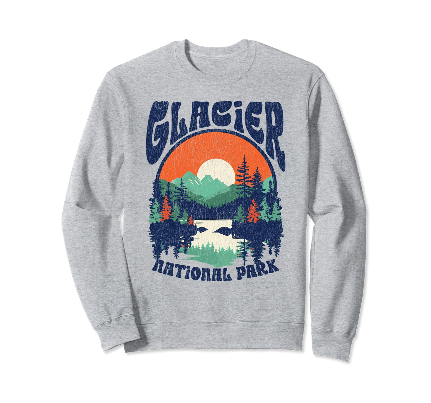 Distressed Glacier National Park 80S Sweatshirt - Custom Art Print Unisex - T-Shirt, Sweatshirt, Hoodie