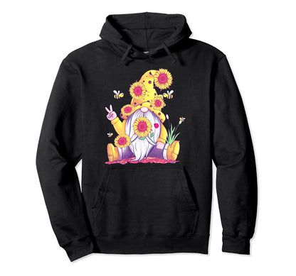Peace Love Gnome Hippie Gnome Bees Hoodie - Custom Art Print Unisex - T-Shirt, Sweatshirt, Hoodie