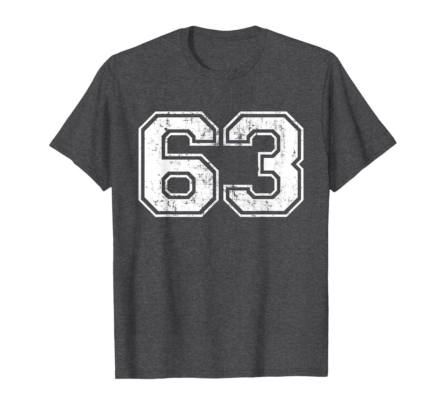 Number 63 Varsity Distressed Sports T-Shirt - Novelty Apparel Men Women - T-Shirt, Sweatshirt, Hoodie