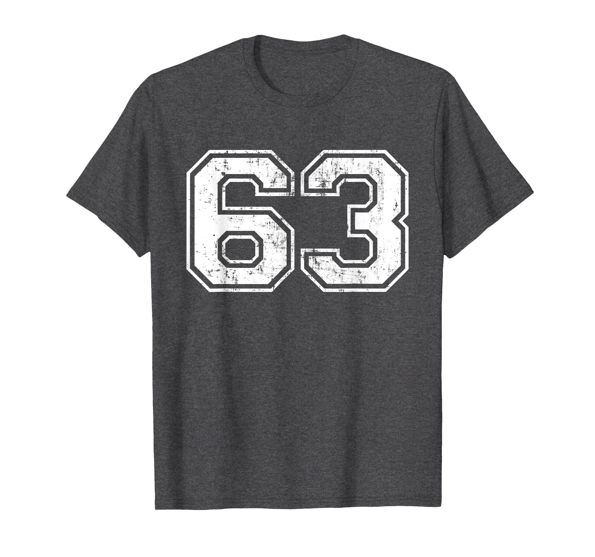 Number 63 Varsity Distressed Sports T-Shirt - Novelty Apparel Men Women - T-Shirt, Sweatshirt, Hoodie