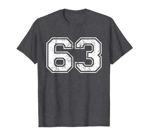 Number 63 Varsity Distressed Sports T-Shirt - Novelty Apparel Men Women - T-Shirt, Sweatshirt, Hoodie