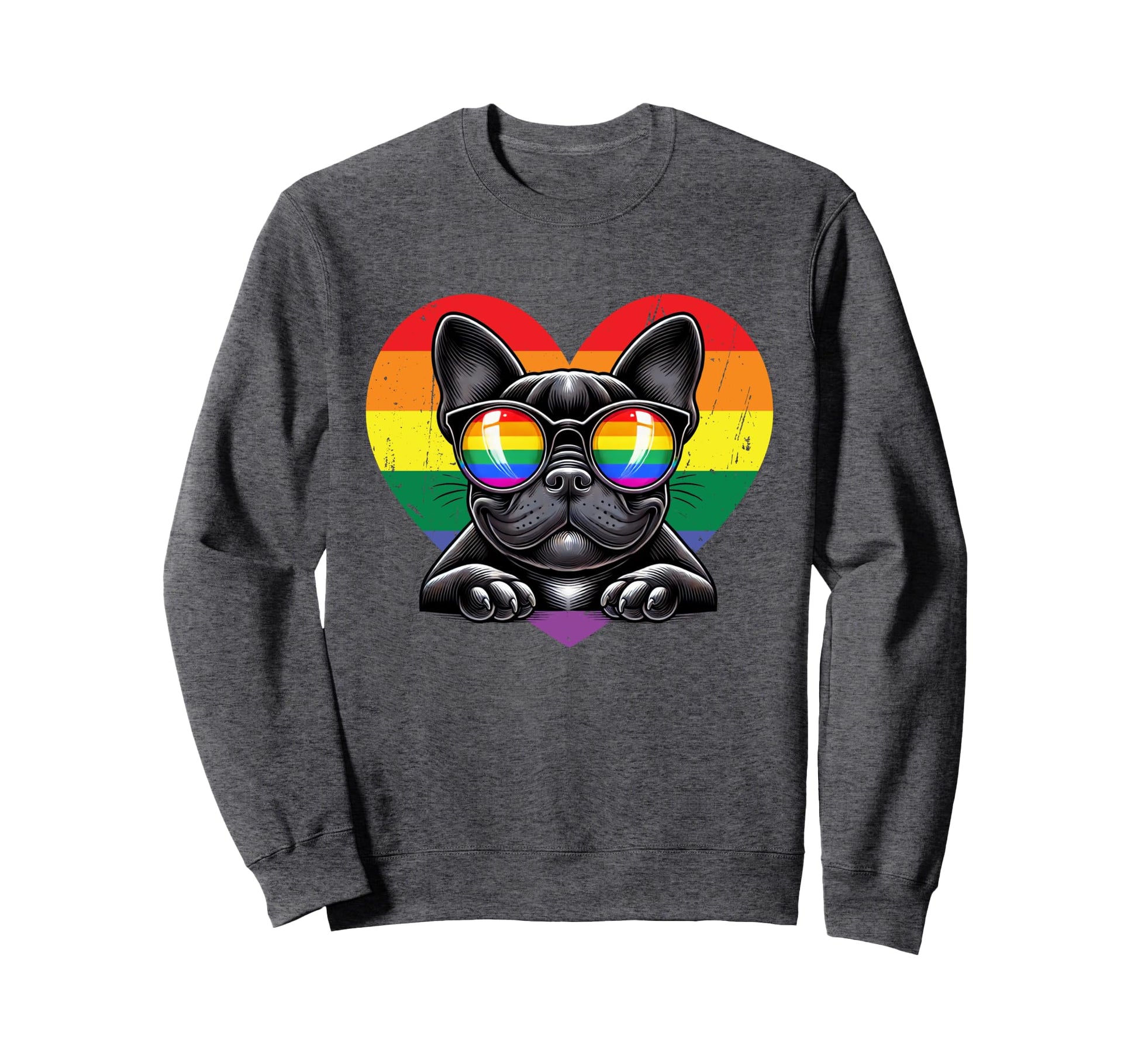 Rainbow Love Heart Dog Pride Lgbt Sweatshirt - Minimalist Print Unisex - T-Shirt, Sweatshirt, Hoodie