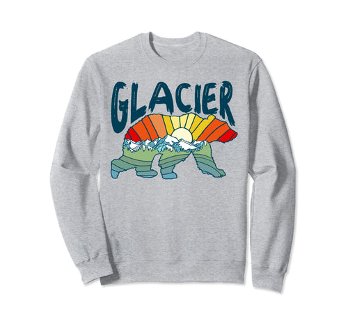 Glacier National Park Grizzly Bear Sweatshirt - Minimalist Print Unisex - T-Shirt, Sweatshirt, Hoodie