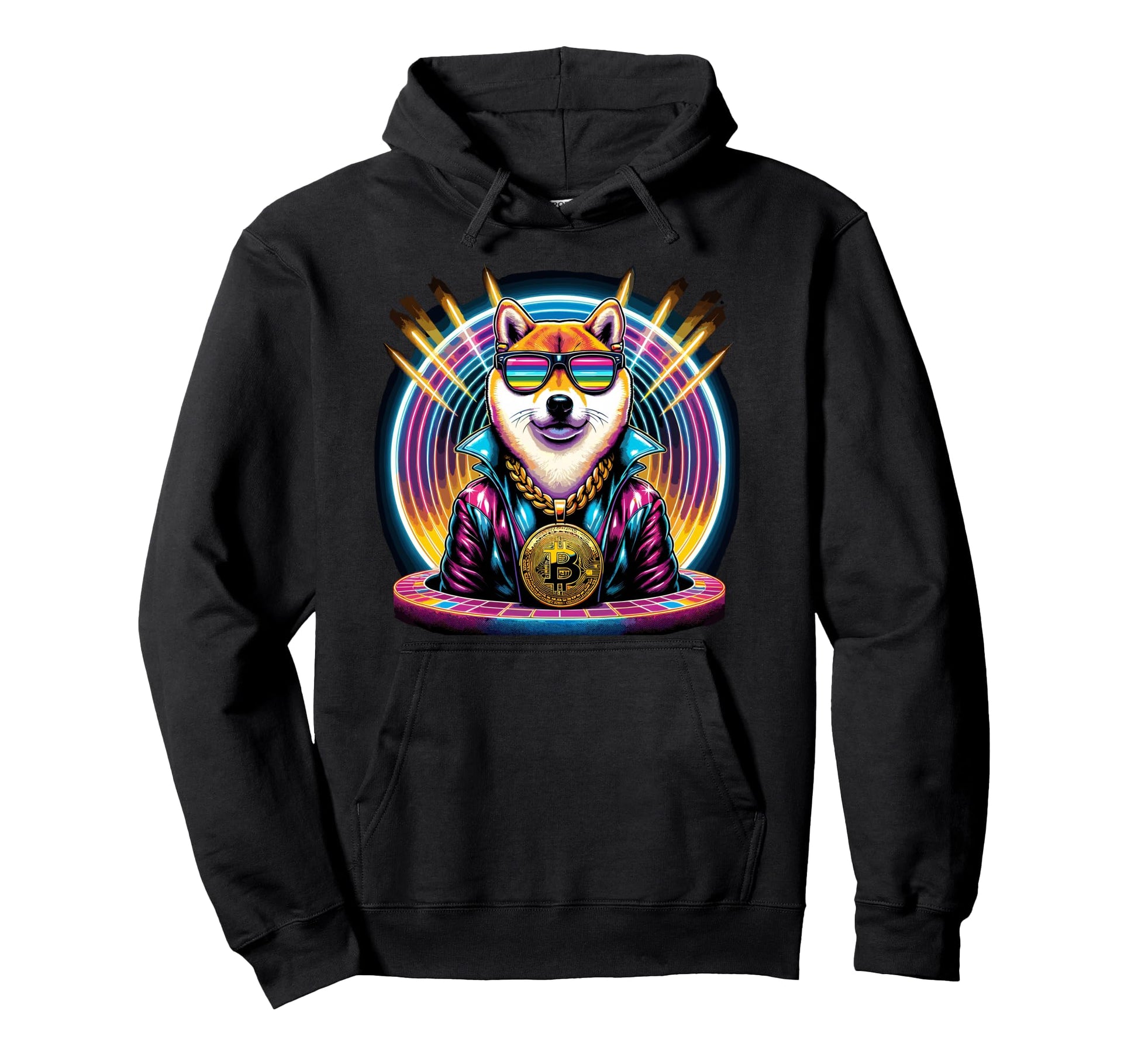 Disco Doge Fever 80S Crypto Mashup Hoodie - Minimalist Print Men Women - T-Shirt, Sweatshirt, Hoodie