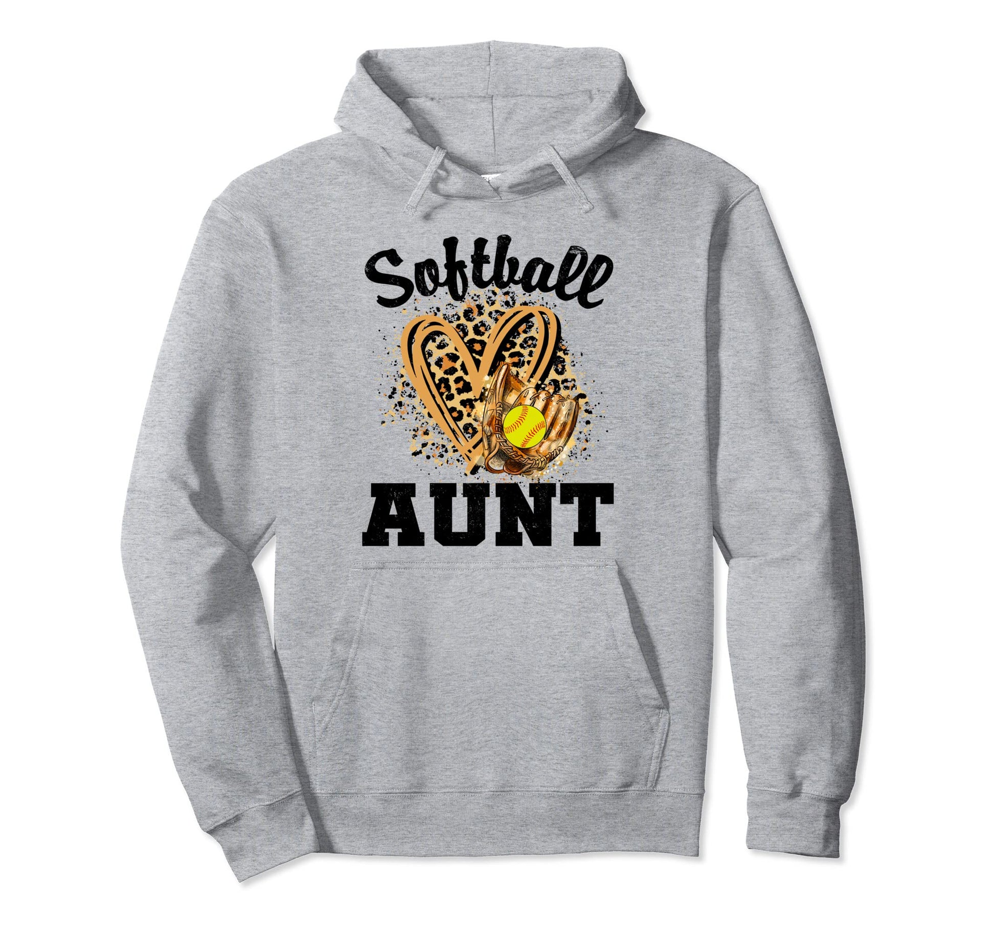 Leopard Heart Game Day Baseball Auntie Hoodie - Graphic Print Unisex - T-Shirt, Sweatshirt, Hoodie