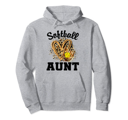 Leopard Heart Game Day Baseball Auntie Hoodie - Graphic Print Unisex - T-Shirt, Sweatshirt, Hoodie