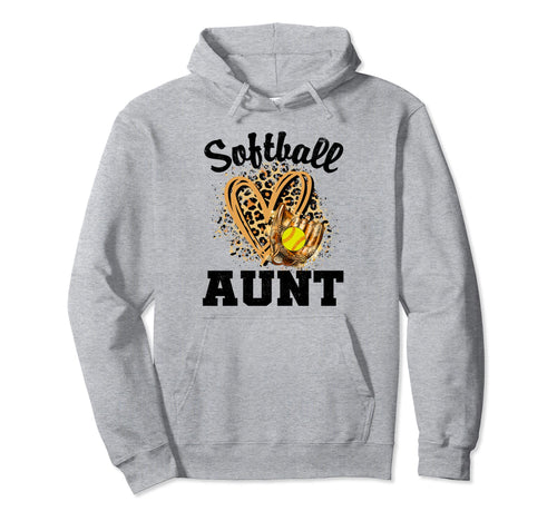 Leopard Heart Game Day Baseball Auntie Hoodie - Graphic Print Unisex - T-Shirt, Sweatshirt, Hoodie