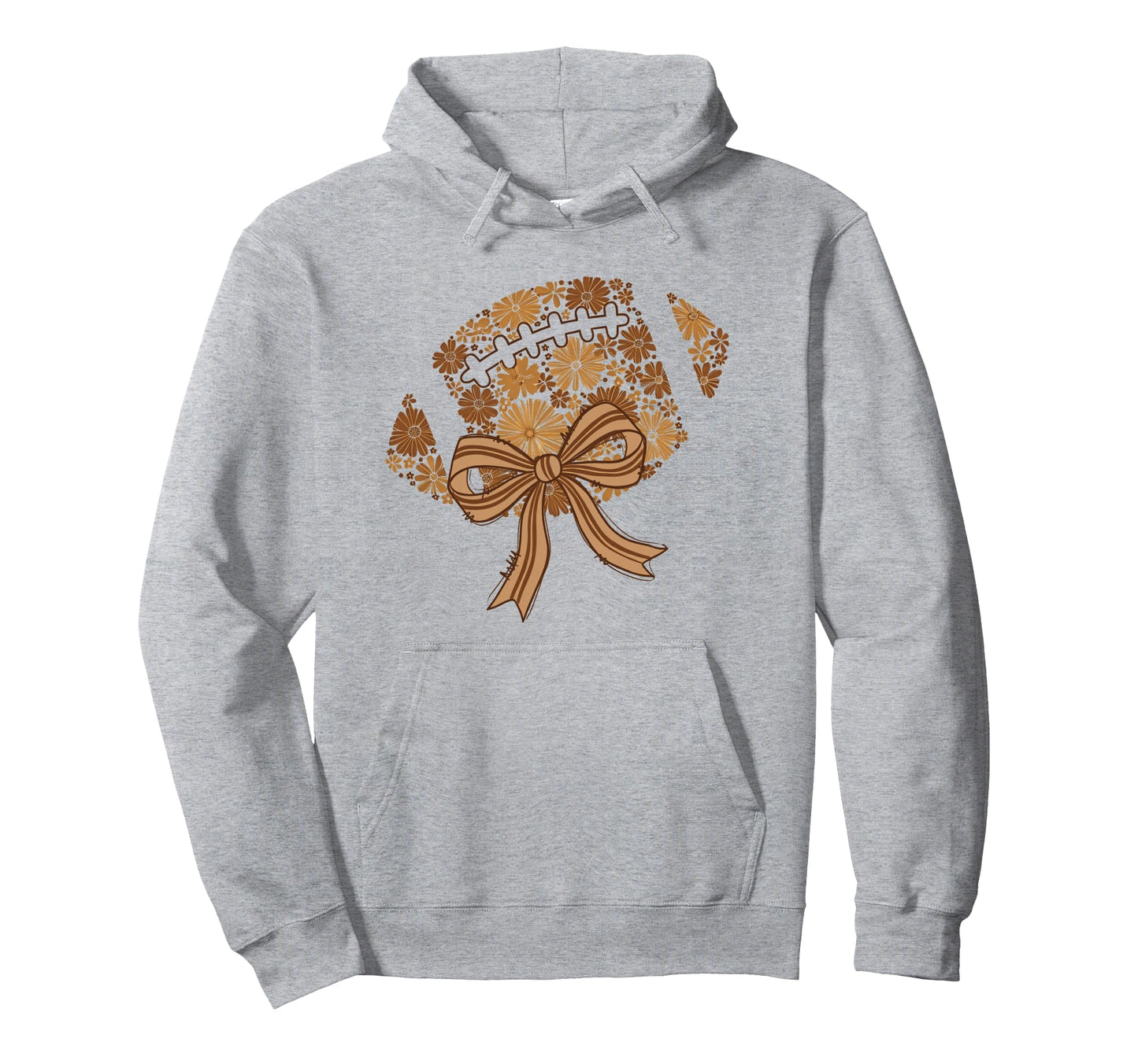 Boho Floral Football Mom Coquette Bow Hoodie - Custom Art Print Unisex - T-Shirt, Sweatshirt, Hoodie