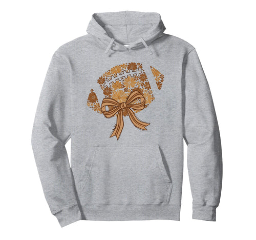 Boho Floral Football Mom Coquette Bow Hoodie - Custom Art Print Unisex - T-Shirt, Sweatshirt, Hoodie