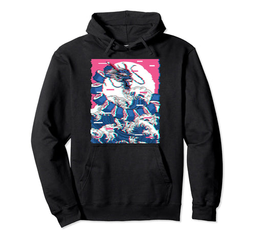 Vaporwave Japanese Sushi Dragon Maki Hoodie - Custom Art Print Unisex - T-Shirt, Sweatshirt, Hoodie