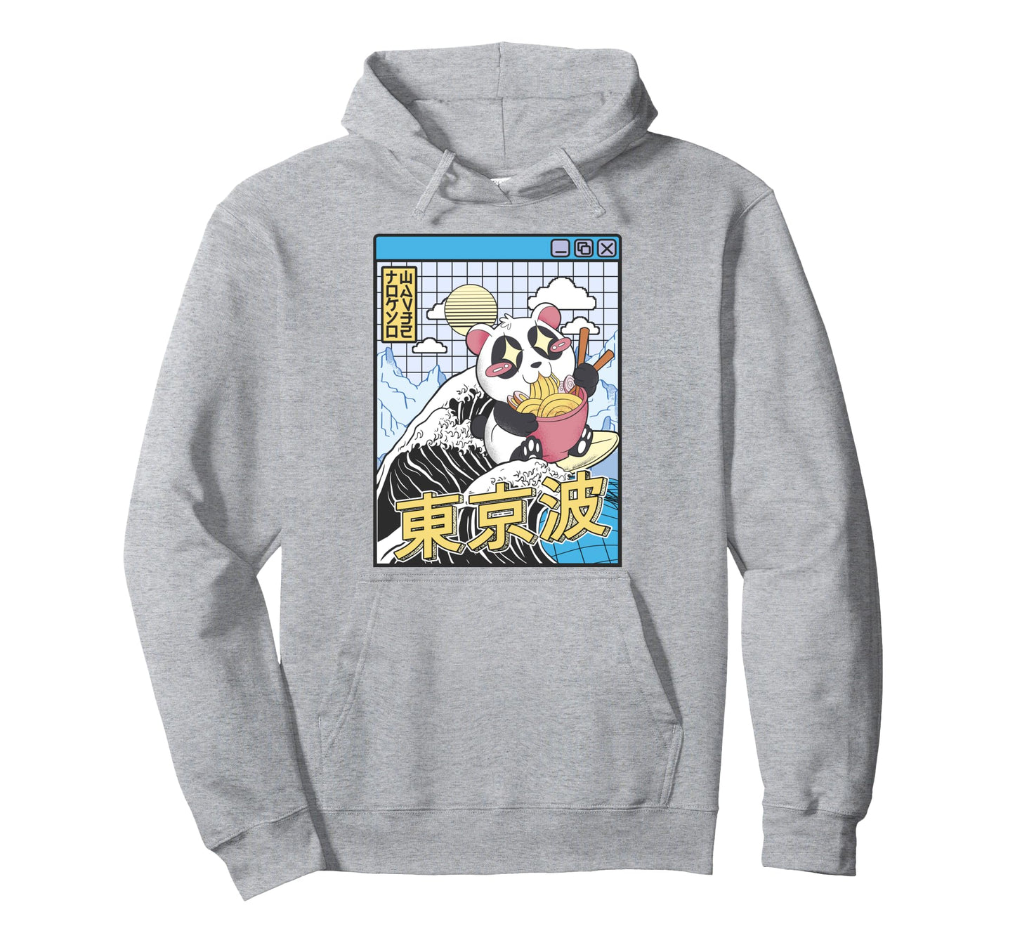 Panda Bear Ramen Japanese Wave Hoodie - Trendy Graphic for Adults - T-Shirt, Sweatshirt, Hoodie