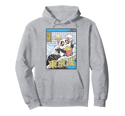 Panda Bear Ramen Japanese Wave Hoodie - Trendy Graphic for Adults - T-Shirt, Sweatshirt, Hoodie