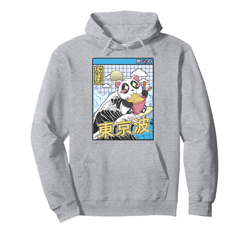 Panda Bear Ramen Japanese Wave Hoodie - Trendy Graphic for Adults - T-Shirt, Sweatshirt, Hoodie