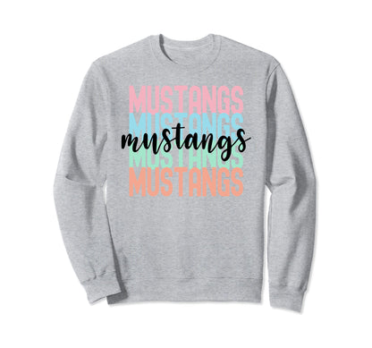 Mustangs Team Mascot School Spirit Sweatshirt - Unique Graphic Men Women - T-Shirt, Sweatshirt, Hoodie