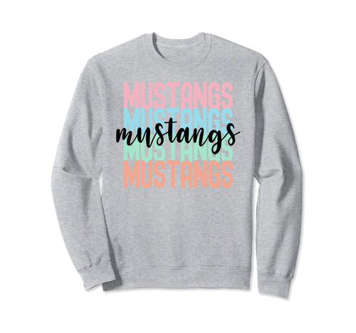 Mustangs Team Mascot School Spirit Sweatshirt - Unique Graphic Men Women - T-Shirt, Sweatshirt, Hoodie