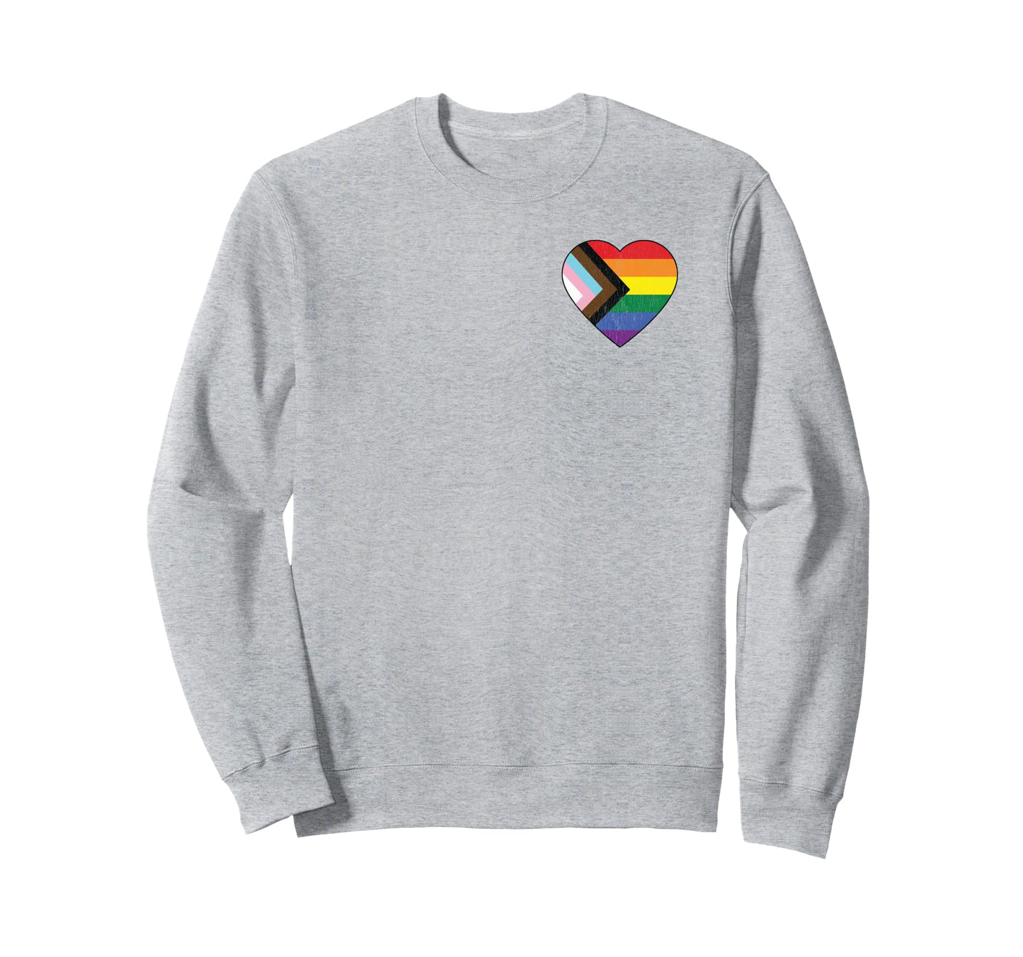 Progress Pride Flag Rainbow Heart Sweatshirt - Custom Art Print Unisex - T-Shirt, Sweatshirt, Hoodie