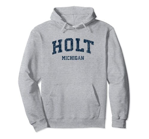 Holt Michigan Mi Varsity Sports Navy Hoodie - Graphic Print Men Women - T-Shirt, Sweatshirt, Hoodie
