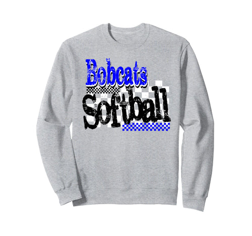 Bobcats Softball Mom Checkered Game Sweatshirt - Graphic Print for Adults - T-Shirt, Sweatshirt, Hoodie