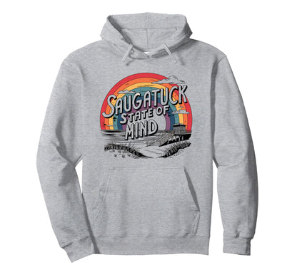 Saugatuck State Mind Rainbow Sunset Hoodie - Fun Novelty Design for Adults - T-Shirt, Sweatshirt, Hoodie