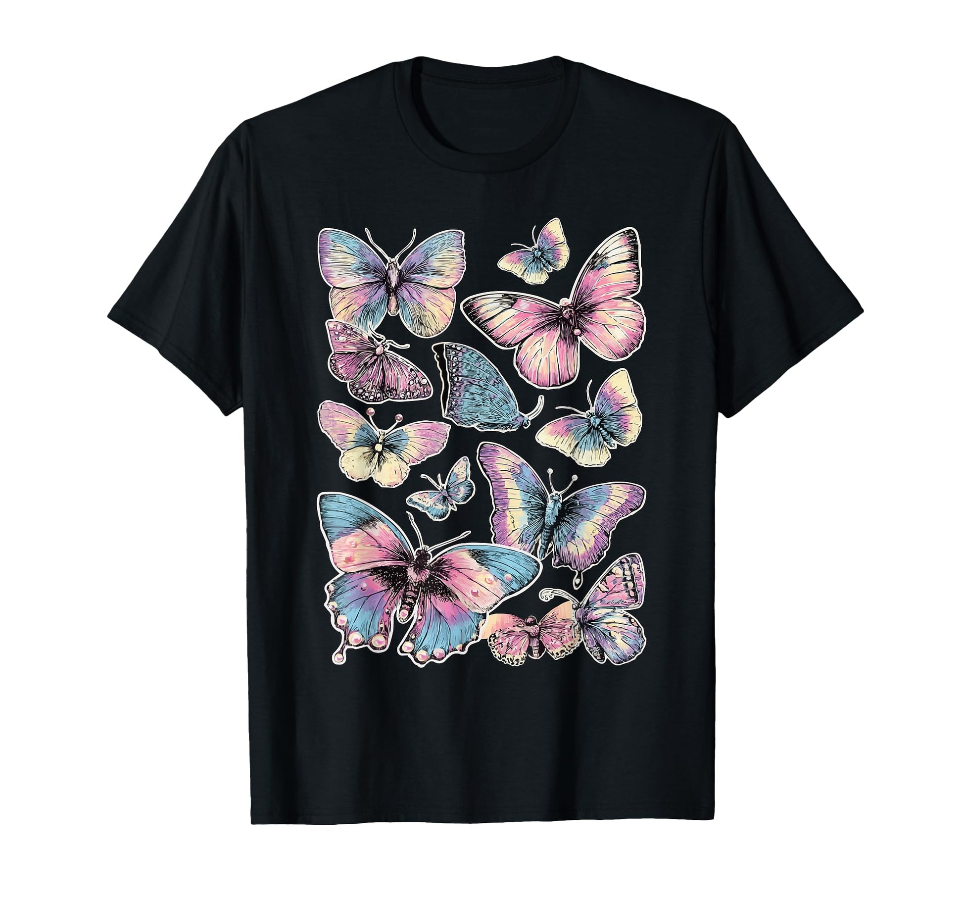 Colorful Butterflies Dreamy Art Y2K T-Shirt - Minimalist Print Men Women - T-Shirt, Sweatshirt, Hoodie