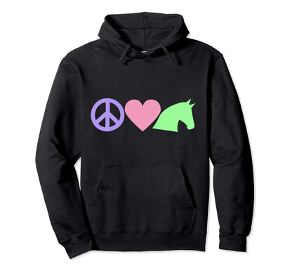 Peace Love Horses Hoodie - Trendy Graphic Men Women - T-Shirt, Sweatshirt, Hoodie