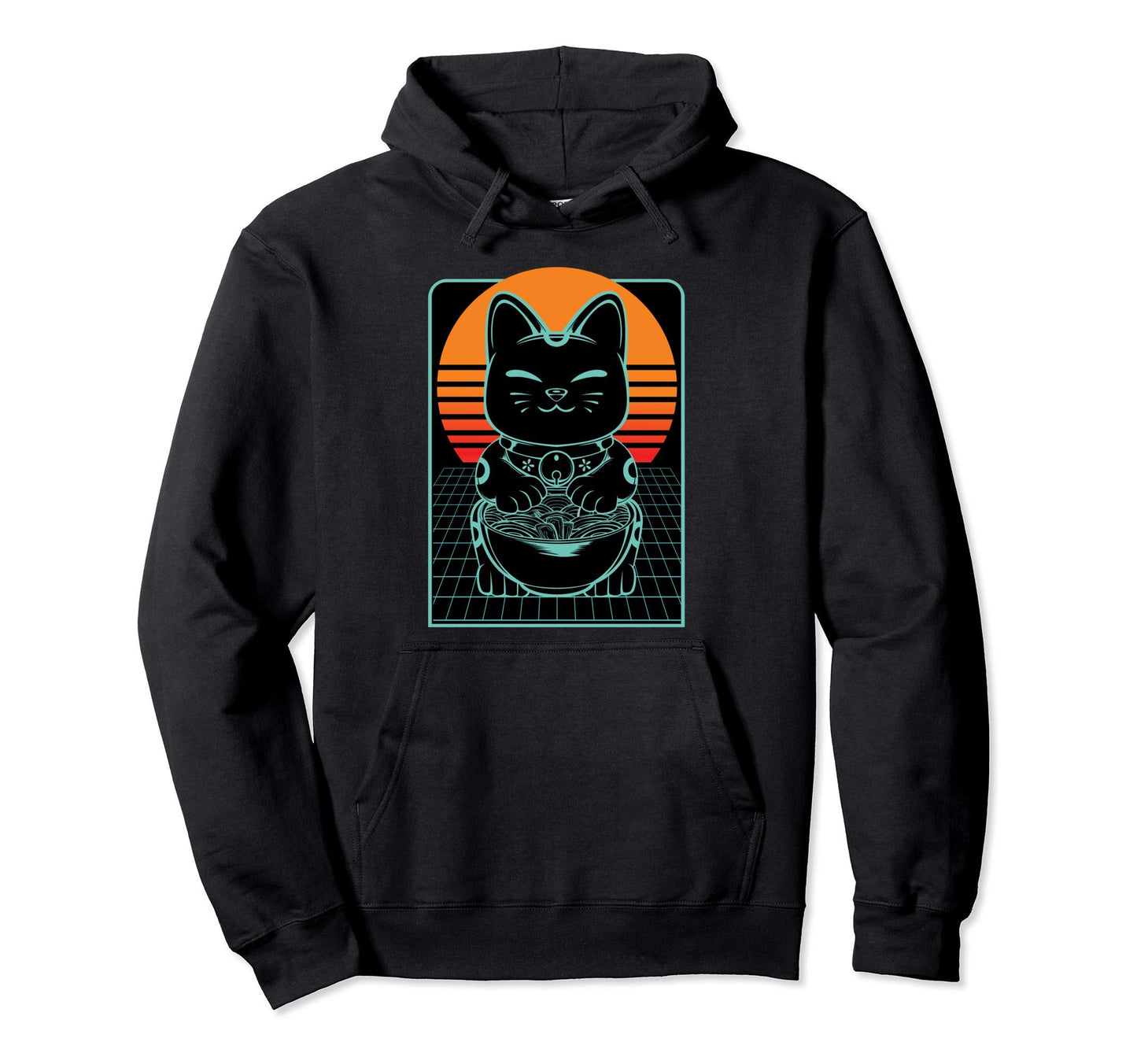 Cat Ramen Neko Vaporwave Aesthetic Hoodie - Trendy Graphic for Adults - T-Shirt, Sweatshirt, Hoodie