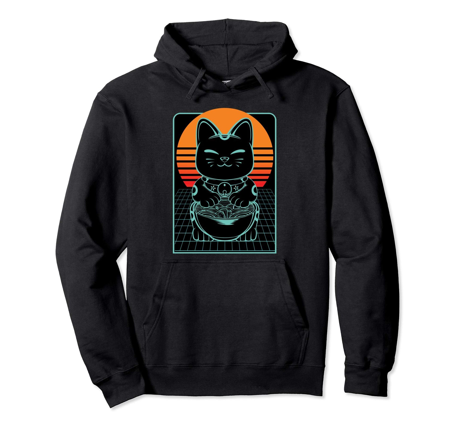 Cat Ramen Neko Vaporwave Aesthetic Hoodie - Trendy Graphic for Adults - T-Shirt, Sweatshirt, Hoodie