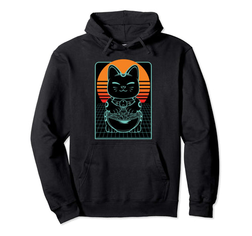 Cat Ramen Neko Vaporwave Aesthetic Hoodie - Trendy Graphic for Adults - T-Shirt, Sweatshirt, Hoodie