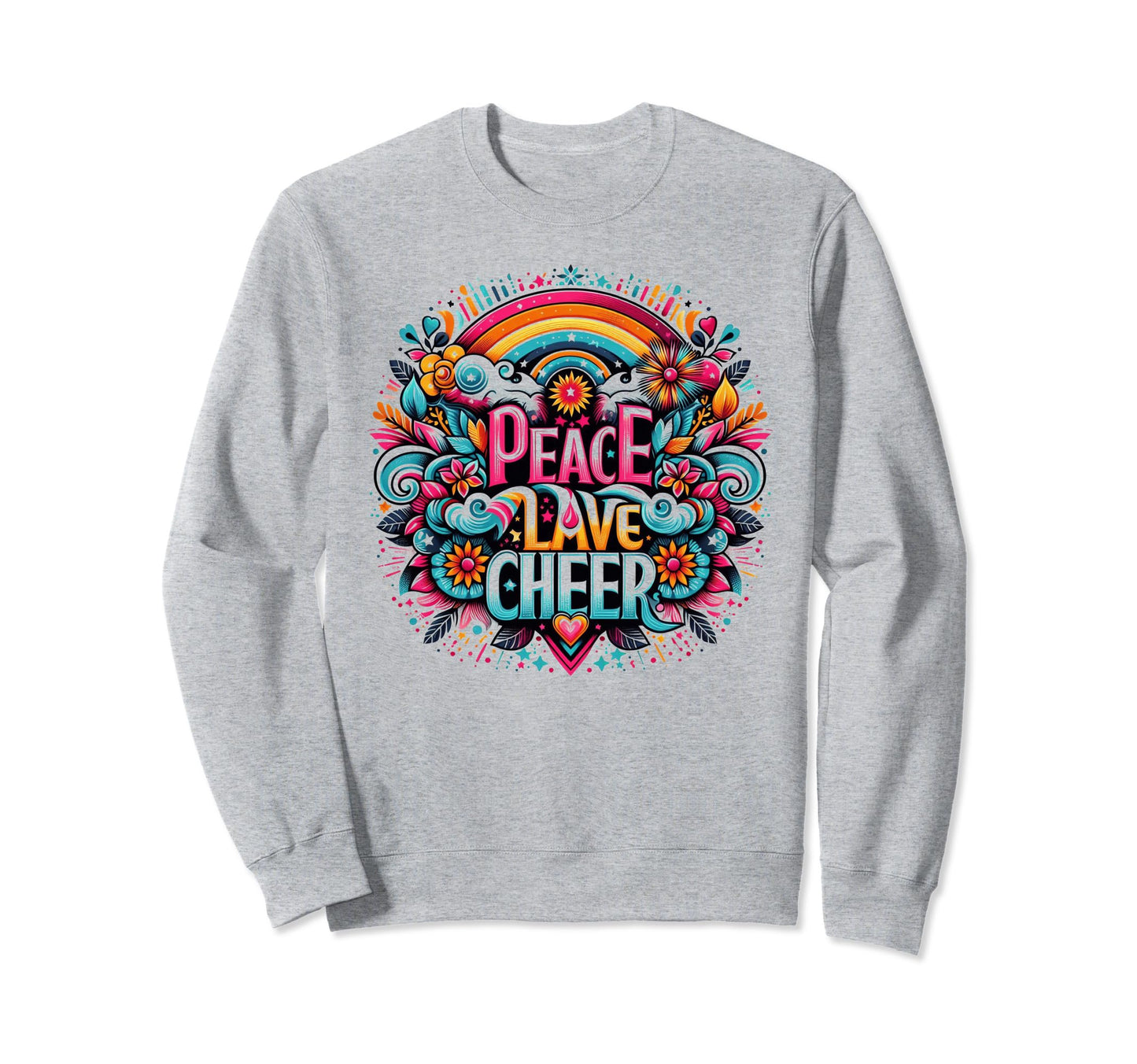 Peace Love Cheer Spread Peace Love Sweatshirt - Trendy Graphic for Adults - T-Shirt, Sweatshirt, Hoodie