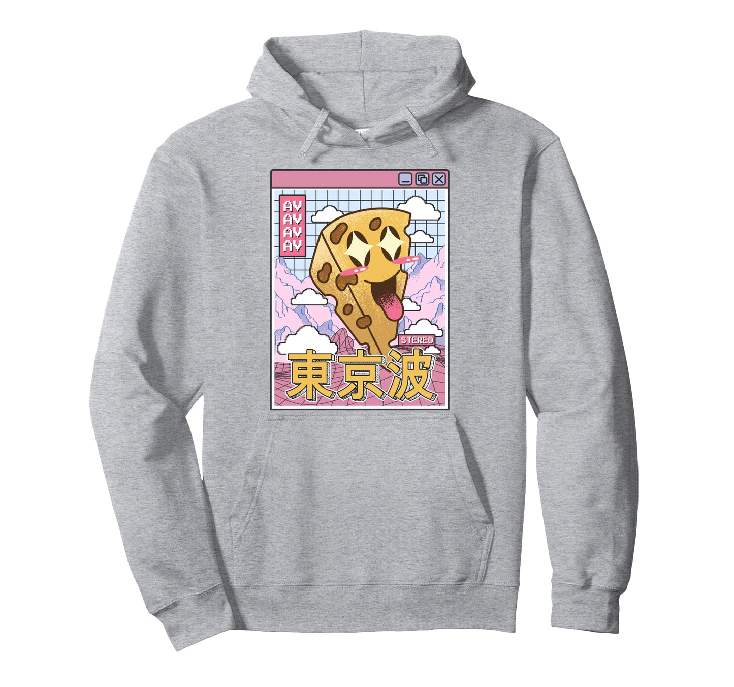 Happy Cheese Vaporwave Grid Hoodie - Casual Everyday Wear Men Women - T-Shirt, Sweatshirt, Hoodie